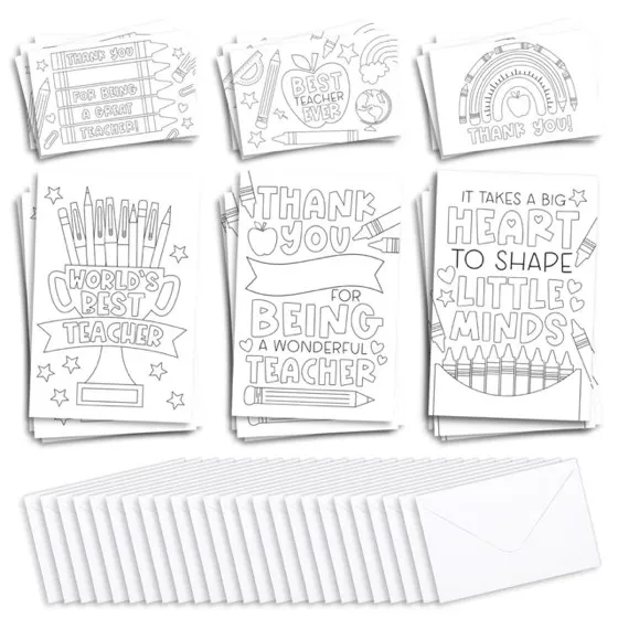24 Teacher Thank You Cards with Envelopes Teacher Appreciation Cards