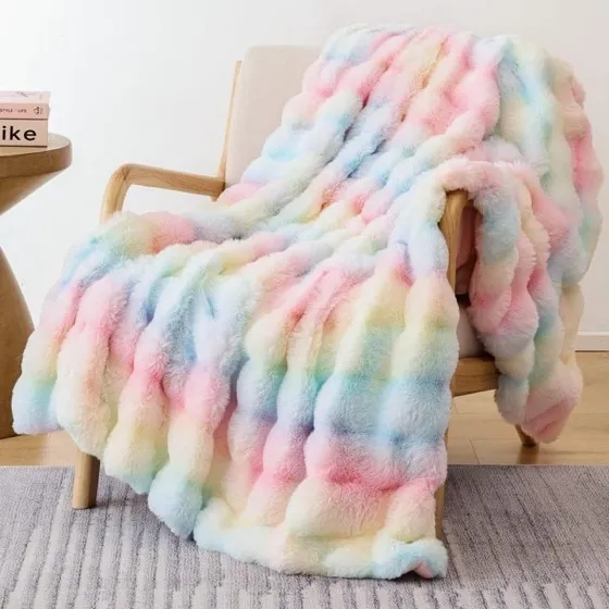 Smoofy Faux Rabbit Fur Throw for Couch