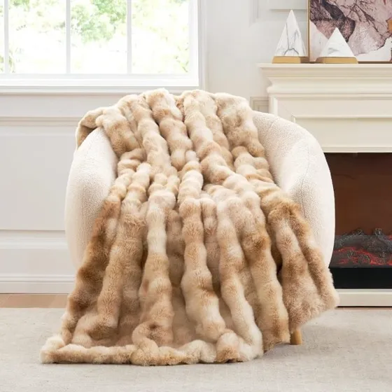 Cozy Bliss Faux Fur Throw Blanket for Couch