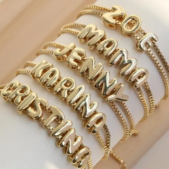 Personalized Bubble-Letter Name Bracelet