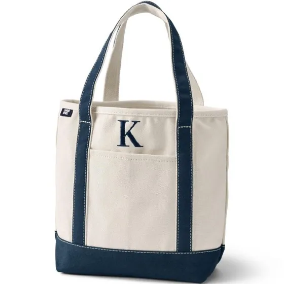 Lands' End Pre-Monogrammed Letter Canvas Tote Bag