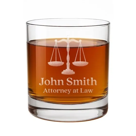 Scales of Justice Whiskey Glass